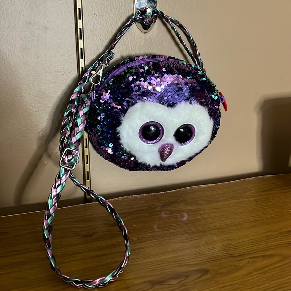 😄Sequin TY owl purse clutch